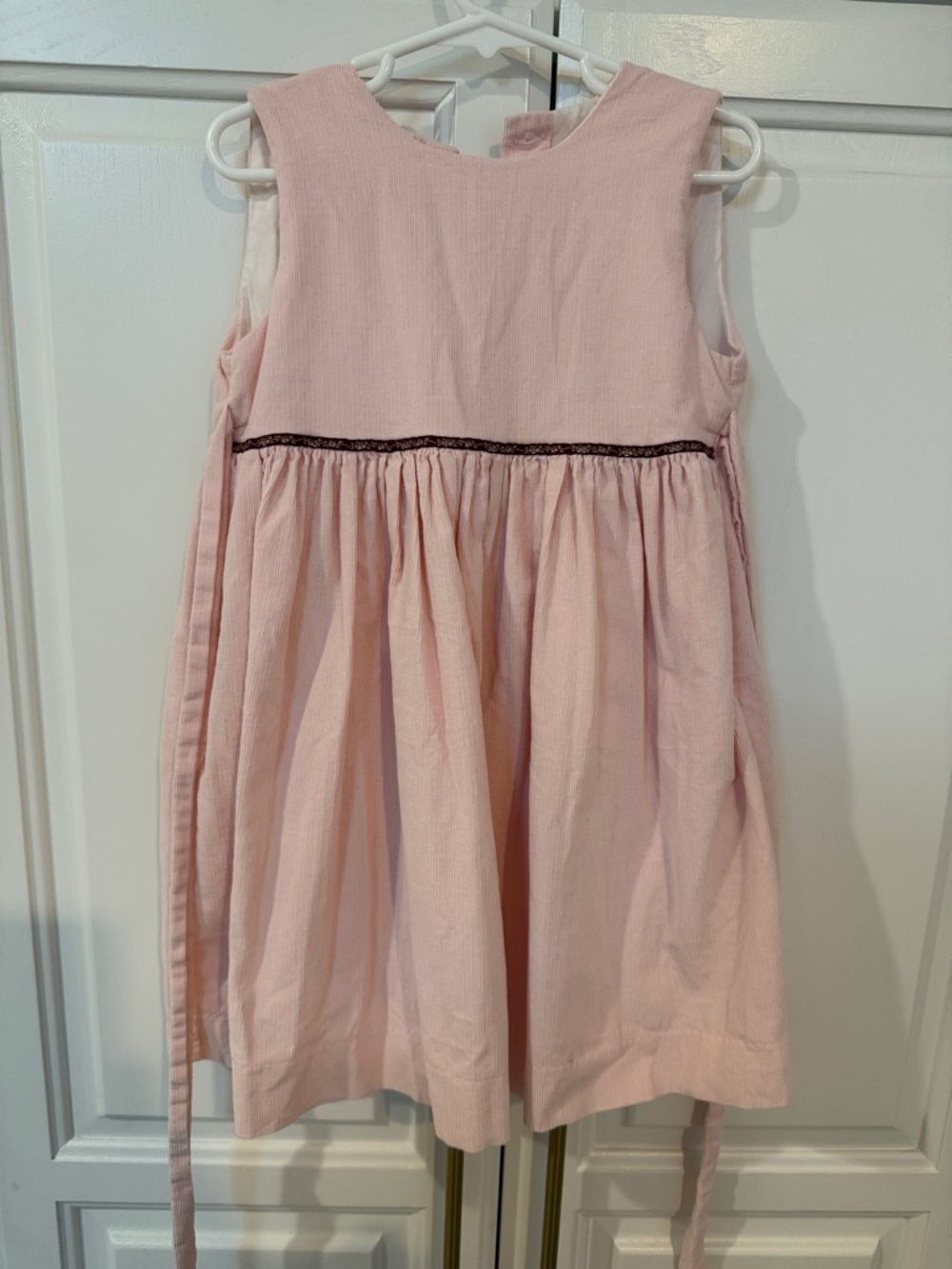 Papo d'Anjo Light Pink Sleeveless Cotton Dress with Dark Trim